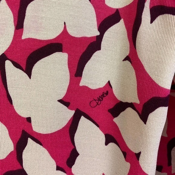 DIANE VON FURSTENBERG Reina Pink & White Silk Solei Geometric Print Dress - Picture 7 of 11